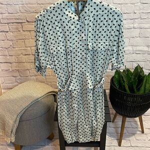 Equipment Belted Black Geometric Patterned Midi Dress